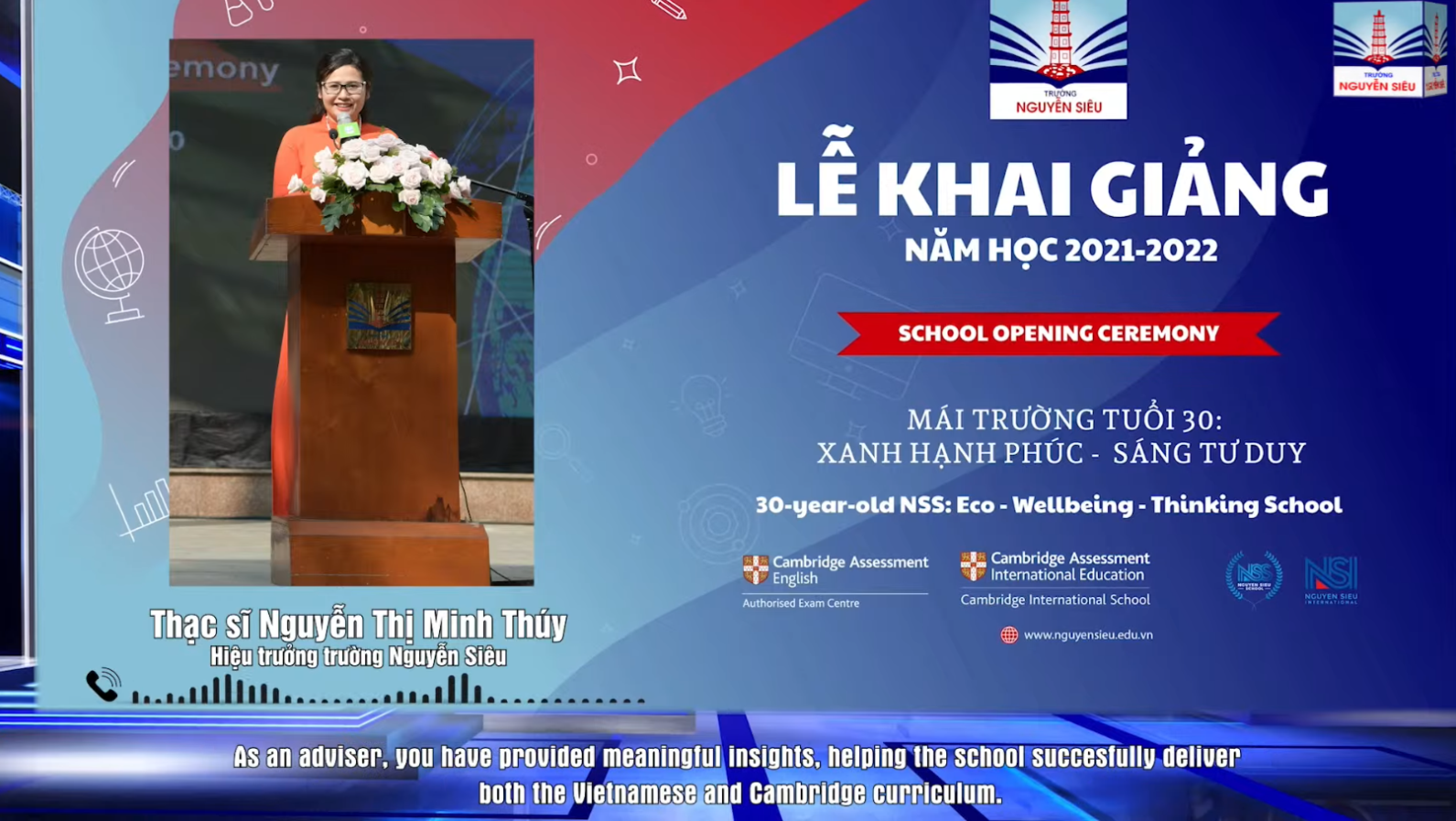 Principal Nguyen Thi Minh Thuy Is Grateful for the Encouragement and Encouragement of the Ministry of Education and Training and the Cambridge International Program.